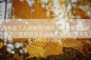 海外务工人员保险?我的父母常年在国外打工，这种自由劳动者买保险应该买五大保险中的哪些?