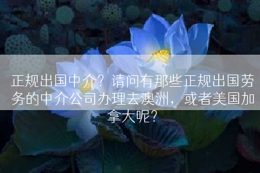 正规出国中介？请问有那些正规出国劳务的中介公司办理去澳洲，或者美国加拿大呢？