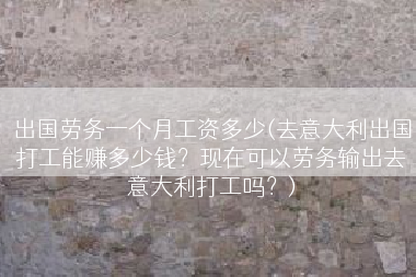出国劳务一个月工资多少(去意大利出国打工能赚多少钱？现在可以劳务输出去意大利打工吗？)