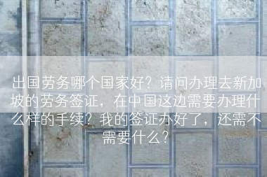 出国劳务哪个国家好？请问办理去新加坡的劳务签证，在中国这边需要办理什么样的手续？我的签证办好了，还需不需要什么？