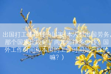 出国打工最挣钱的国家(本人想出国劳务，那个国家比较好！两年能挣多少钱？国外工作时间和本国的工作时间是一样的嘛？)