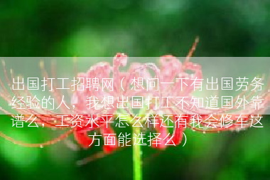 出国打工招聘网（想问一下有出国劳务经验的人，我想出国打工不知道国外靠谱么，工资水平怎么样还有我会修车这方面能选择么）