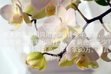 薪水师是全国同用的吗(我今年30岁，初中毕业，如果出国打工，年薪会是多少？听人说到韩国最高一年能拿30万，是真的吗。)