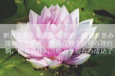 新西兰劳务派遣公司(你好，我想也想办理新西兰劳务，您是在哪个公司办理的啊，能告诉我吗，你儿子现在办成功了吗)