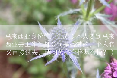 马来西亚身份信息生成（本人要到马来西亚去工作，母公司是香港的，个人名义直接过去，请问劳务合格怎么搞？）