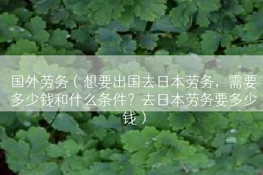 国外劳务（想要出国去日本劳务，需要多少钱和什么条件？去日本劳务要多少钱）
