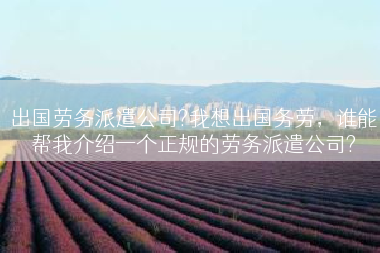 出国劳务派遣公司?我想出国务劳，谁能帮我介绍一个正规的劳务派遣公司?