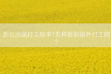 怎么出国打工知乎?怎样能到国外打工阿?