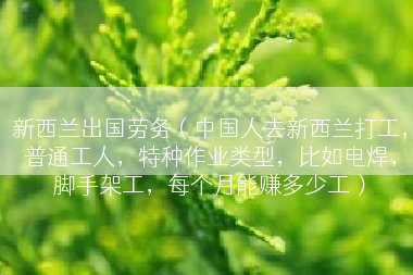 新西兰出国劳务（中国人去新西兰打工，普通工人，特种作业类型，比如电焊，脚手架工，每个月能赚多少工）
