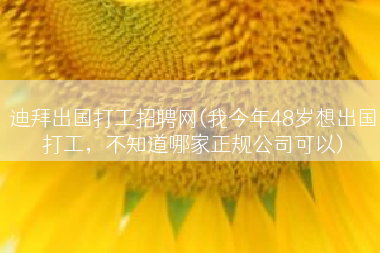 迪拜出国打工招聘网(我今年48岁想出国打工，不知道哪家正规公司可以)