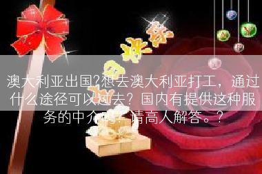 澳大利亚出国?想去澳大利亚打工，通过什么途径可以过去？国内有提供这种服务的中介吗？请高人解答。?