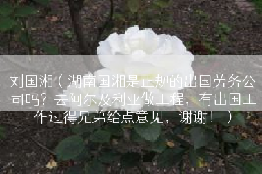 刘国湘（湖南国湘是正规的出国劳务公司吗？去阿尔及利亚做工程，有出国工作过得兄弟给点意见，谢谢！）
