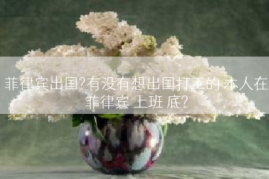 菲律宾出国?有没有想出国打工的 本人在菲律宾 上班 底?