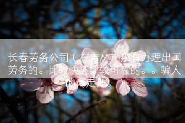 长春劳务公司（在吉林市那有办理出国劳务的。比较快还比较可靠的。。骗人的请走开。）