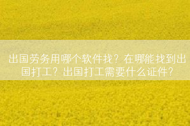 出国劳务用哪个软件找？在哪能找到出国打工？出国打工需要什么证件？