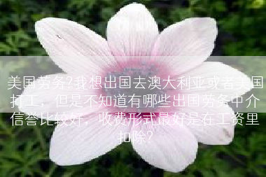 美国劳务?我想出国去澳大利亚或者美国打工，但是不知道有哪些出国劳务中介信誉比较好，收费形式最好是在工资里扣除?