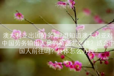 澳大利亚出国劳务网?谁知道澳大利亚对中国劳务输出人员的待遇怎么样？适合中国人前往吗？具体怎么办理?