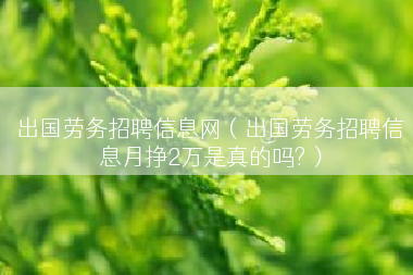 出国劳务招聘信息网（出国劳务招聘信息月挣2万是真的吗?）