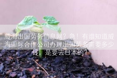 威海出国劳务信息网？急！有谁知道威海国际合作公司办理出国劳务需要多少钱，是要去日本的？