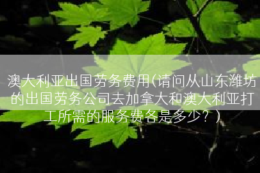 澳大利亚出国劳务费用(请问从山东潍坊的出国劳务公司去加拿大和澳大利亚打工所需的服务费各是多少？)