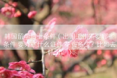 韩国留学博士条件（出国工作需要哪些条件 要办些什么证件 花费多少？比如去韩国。）