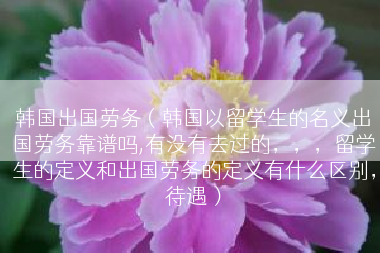 韩国出国劳务（韩国以留学生的名义出国劳务靠谱吗,有没有去过的，，，留学生的定义和出国劳务的定义有什么区别，待遇）