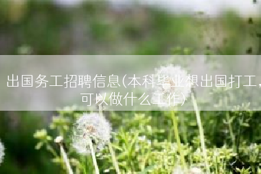 出国务工招聘信息(本科毕业想出国打工，可以做什么工作)