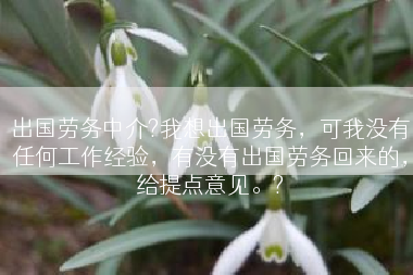 出国劳务中介?我想出国劳务，可我没有任何工作经验，有没有出国劳务回来的，给提点意见。?