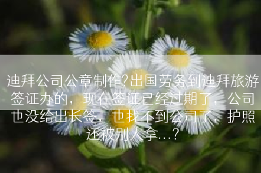 迪拜公司公章制作?出国劳务到迪拜旅游签证办的，现在签证已经过期了，公司也没给出长签，也找不到公司了，护照还被别人拿...?