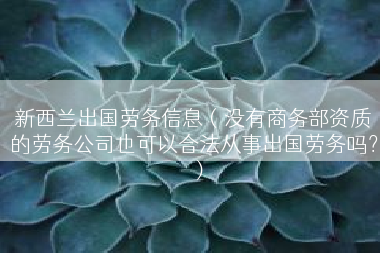 新西兰出国劳务信息（没有商务部资质的劳务公司也可以合法从事出国劳务吗？）