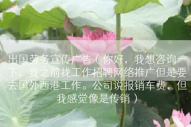 出国劳务宣传广告（你好，我想咨询一下，我之前找工作招聘网络推广但是要去国外西港工作。公司说报销车费，但我感觉像是传销）