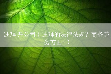 迪拜 开公司（迪拜的法律法规？商务劳务方面~）