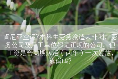 肯尼亚空运?本科生劳务派遣去非洲，劳务公司及用工单位都是正规的公司，但工资是合同期满后（两年）一次发放，靠谱吗?
