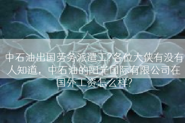 中石油出国劳务派遣工?各位大侠有没有人知道，中石油的阳光国际有限公司在国外工资怎么样?