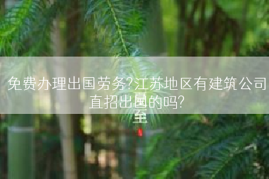 免费办理出国劳务?江苏地区有建筑公司直招出国的吗?
