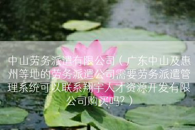 中山劳务派遣有限公司（广东中山及惠州等地的劳务派遣公司需要劳务派遣管理系统可以联系翔宇人才资源开发有限公司购买吗?）