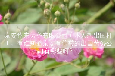 泰安岱东劳务有限公司（本人想出国打工，有谁知道泰安有信誉的出国劳务公司有哪些呀？）