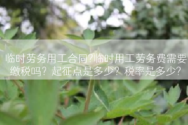 临时劳务用工合同?临时用工劳务费需要缴税吗？起征点是多少？税率是多少?
