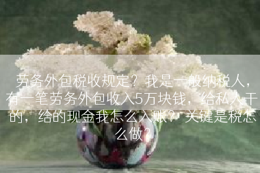 劳务外包税收规定？我是一般纳税人，有一笔劳务外包收入5万块钱，给私人干的，给的现金我怎么入账？ 关键是税怎么做？