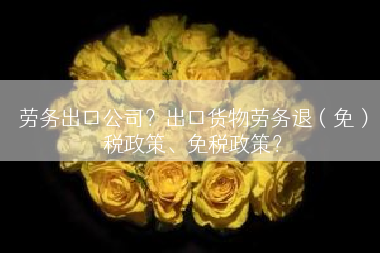 劳务出口公司？出口货物劳务退（免）税政策、免税政策？