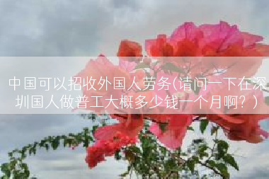 中国可以招收外国人劳务(请问一下在深圳国人做普工大概多少钱一个月啊？)