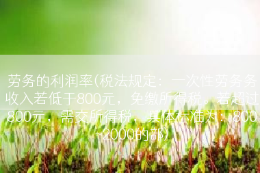 劳务的利润率(税法规定：一次性劳务务收入若低于800元，免缴所得税。若超过800元，需交所得税，具体标准为：800~2000的部)