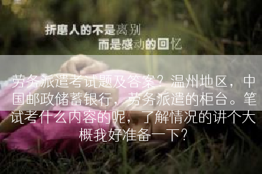 劳务派遣考试题及答案？温州地区，中国邮政储蓄银行，劳务派遣的柜台。笔试考什么内容的呢，了解情况的讲个大概我好准备一下？