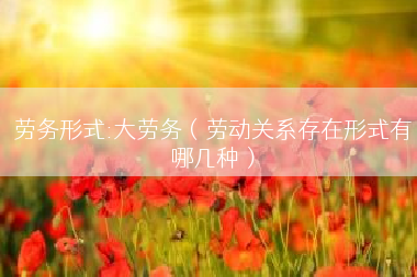 劳务形式:大劳务（劳动关系存在形式有哪几种）