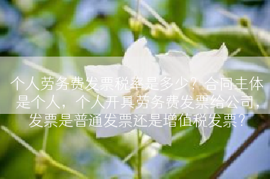 个人劳务费发票税率是多少？合同主体是个人，个人开具劳务费发票给公司，发票是普通发票还是增值税发票？