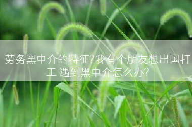 劳务黑中介的特征?我有个朋友想出国打工 遇到黑中介怎么办?