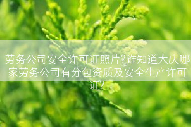 劳务公司安全许可证照片?谁知道大庆哪家劳务公司有分包资质及安全生产许可证?