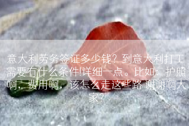 意大利劳务签证多少钱？到意大利打工需要有什么条件!详细一点。比如：护照啊，费用啊，该怎么走这些路 谢谢啊大家？