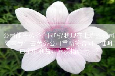 公司能签劳务合同吗?我现在上班的公司要求我们去劳务公司重新签合同，谁明白个中利益，麻烦指点一下?