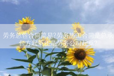劳务总包合同简易?劳务施工合同是总承包方起草还是劳务公司起草?
